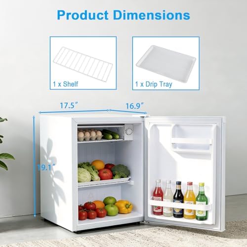 COSTWAY 1.7 Cu.Ft Mini Fridge with Compartment for Dorm Office Bedroom - Image 2