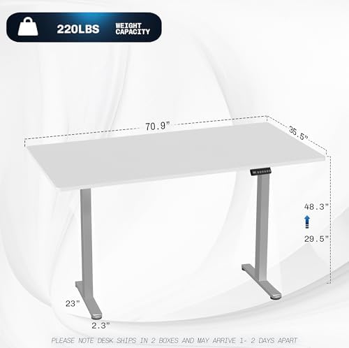 VIVO White 71 x 36 in Standing Desk, DESK-KIT-E2G7W-36 - Image 3