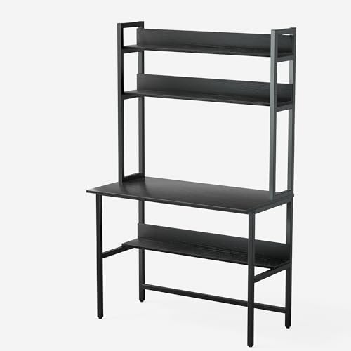Aquzee 40 Inch Desk with Hutch, Computer Desk with Shelves - Image 7