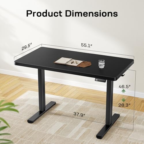Marsail 55 x 30 Electric Standing Desk with One-Piece Desktop, Sit Stand Desk with Thickened Tabletop, Height Adjustable Stand Up Desk with Cable Management for Home Office(Frame+Desktop, 2 Packages) - Image 3
