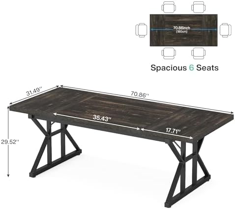 Tribesigns 70.8-Inch Executive Desk, Large Computer Office Desk Workstation, Modern Simple Style Laptop Desk Study Writing Table Business Furniture for Home Office (Black Oak, 70.8 Inch) - Image 2