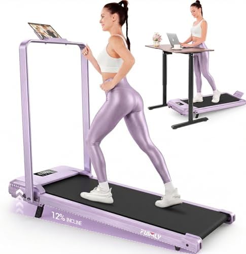 FUNMILY Upgrade Walking Pad Folding Treadmill with 12%/15% Incline & Handle Bar, 3.5HP Foldable Under Desk Compact Treadmills for Home/Office/Gym, 400+lb Capacity, Shock Absorption by FUNMILYSportsFitnessCardioTraining