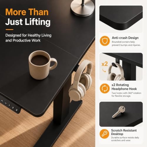 Claiks 32 x 19 Inch Black Electric Standing Desk - Image 4