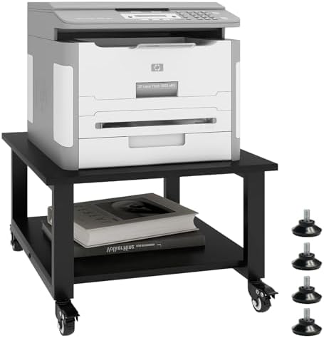 Natwind 2 Tier Laser Printer Stand,20''x20'' Under Desk Printer Cart, Black - Image 2
