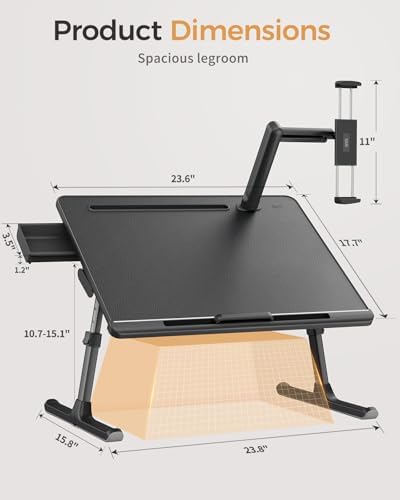SAIJI Laptop Bed Table for Dual Screens, Lap Desk with Monitor Stand - Image 3