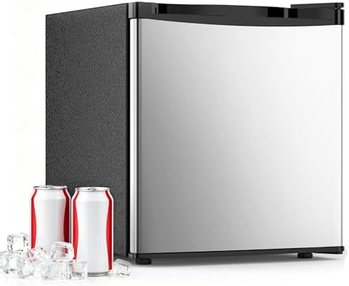 Antarctic Star Mini Fridge, Rated 1.6 cu.ft, Small Upright Refrigerator with Removable Shelves, 7 Adjustable Thermostat, Low Noise for Bedroom/Apartment/Office,Silver by AntarcticStar
