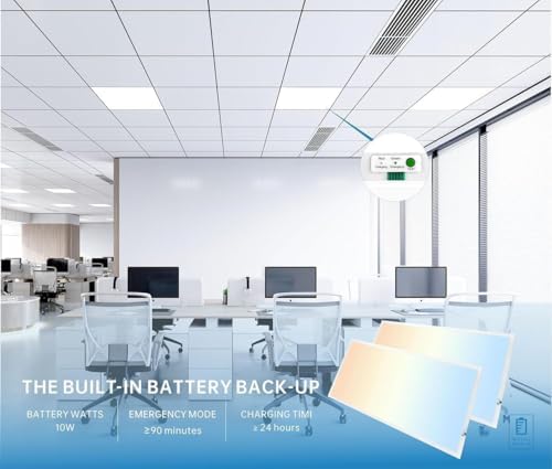 2X4 LED Flat Panel Light with Emergency Battery Backup, 50W 3000K/4000K/5000K, 0-10V Dimmable, 6250 Lumens, LED Drop Ceiling Lights, 100-277V, UL Listed(48 Pack) - Image 2