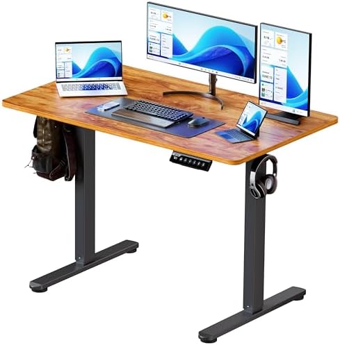 BIZUM 40x24 Inch Electric Standing Desk with Memory Presets, Quiet Motor Height Adjustable Stand Up Desk for Home Office & Gaming, Ergonomic Sit Stand Workstation，Light Rustic Brown by Unknown