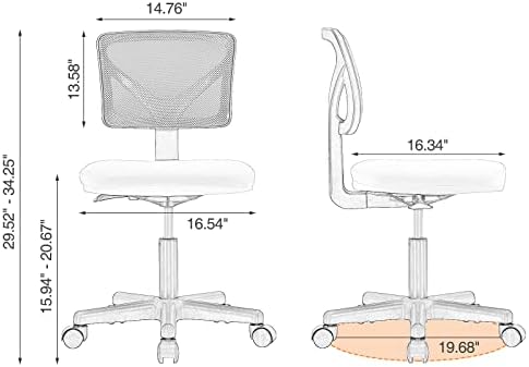 Sweetcrispy Small Armless Desk Chair, Mesh Rolling Office Chairs - Image 3
