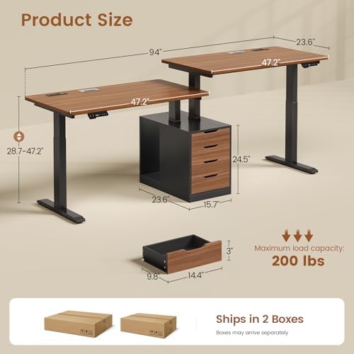 SEDETA Standing Two Person Desk with 4 Drawers, 2 Power Outlets, CPU Stand - Image 2