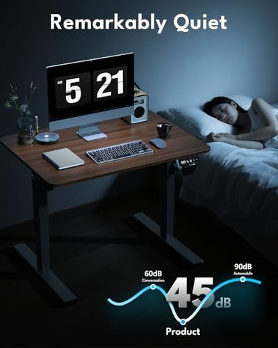 Small Electric Standing Desk, Gaming Desk, 31.5x24 Inch, Walnut - Image 6