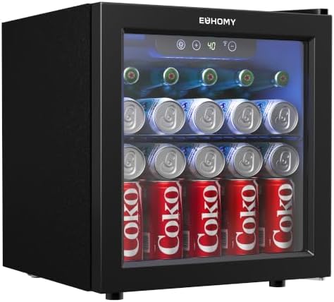 EUHOMY 12 Bottle 48 Can Mini Fridge, Beverage Refrigerator with Glass Door by EUHOMY