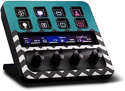 MightySkins Carbon Fiber Skin Compatible with Elgato Stream Deck + - Teal Chevron | Protective, Durable Textured Carbon Fiber Finish | Easy to Apply, Remove, and Change Styles | Made in The USA by MIGHTY+SKINS