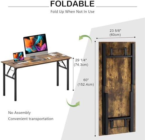 Need Office Computer Desk 60 Inch Sturdy Folding Laptop Table Retro - Image 3