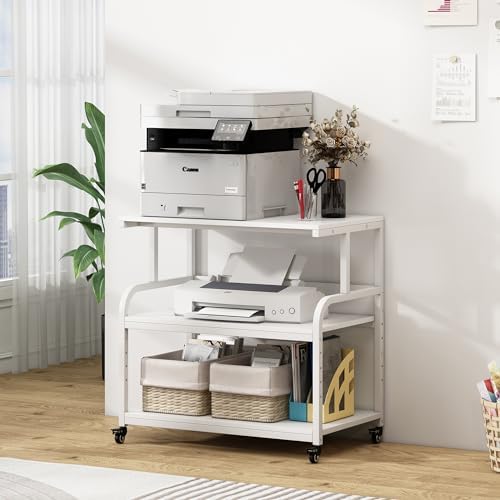 Fannova 32.3"x18.9"x32.1" Extra Large White Printer Stand with Storage - Image 7