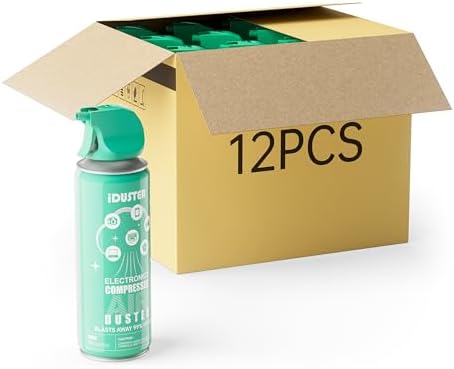 iDuster Compressed Air Duster for Keyboard - 10oz Canned Air for Electronics, 12 Packs by iDuster