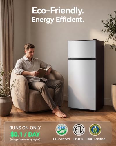 Tehanld 4.5 Cu.Ft Mini Fridge Freezer for Dorm/Office, 2-Door, Quiet - Image 4