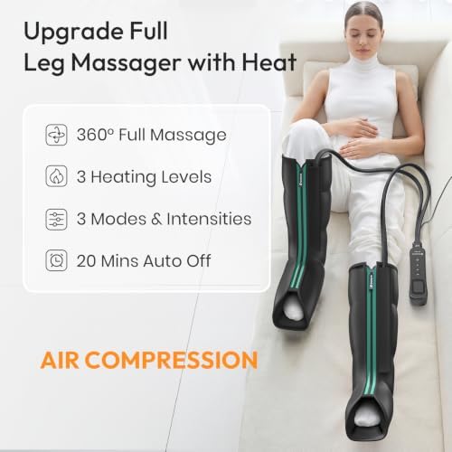 QUINEAR Leg Massager for Circulation and Pain Relief, Heating Leg Compression Massager with 3 Modes, Foot and Calf Massager with 3 Intensities 3 Heats - Gift for Mom and Dad - Image 2
