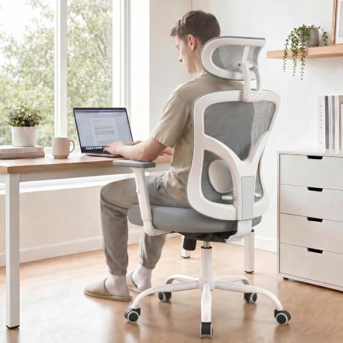 Marsail Ergonomic Office Chair Lumbar Support & Adjustable Armrests, Grey by Marsail