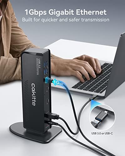 USB 3.0 Docking Station Dual Monitor, Universal Laptop Docking Station for MacBook & Windows - Image 5