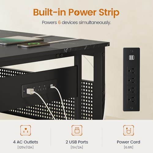 UPOSOJA 71" L Shaped Executive Desk, Office Desk with Storage Drawers - Image 4