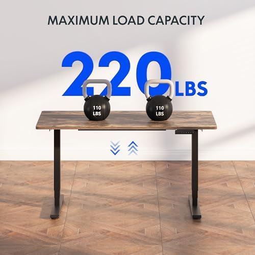 FLEXISPOT E6 3-Stage Dual Motor Electric Standing Desk 55 x 28 Sit Stand Up Desk, Holds 220 lbs, Adjustable Height w/Memory Presets, One-Piece Special Walnut Desktop & Black Frame, Ships in 2 Boxes - Image 6