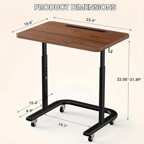 BUYIFY Height Adjustable TV Tray Table with Wheels for Couch or Sofa - Image 2