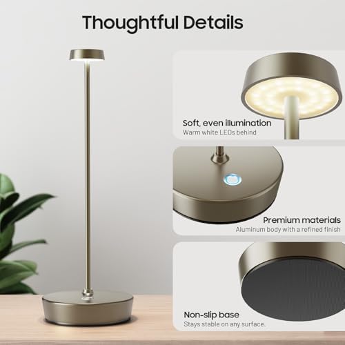 Rechargeable Cordless Table Lamp, 6000mAh Battery Table Light - Image 5