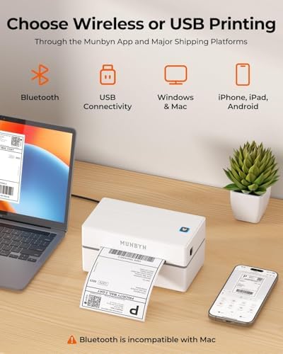 MUNBYN Bluetooth Thermal Label Printer, Wireless 4x6 Shipping Label Printer - Image 2