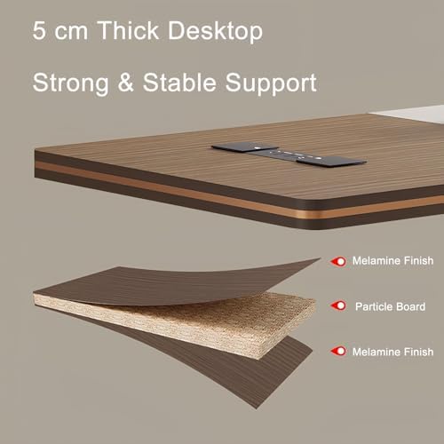 Modern L Shaped Executive Desk with Drawers & Storage, Executive Office Desk Computer Table with Aluminum Alloy Inlaid Curved Surface, Management Workstation for Home or Office(F-Right, L300CM/118IN) - Image 3