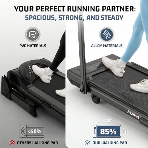 FUNMILY Upgrade Walking Pad Folding Treadmill with 12%/15% Incline & Handle Bar, 3.5HP Foldable Under Desk Compact Treadmills for Home/Office/Gym, 400+lb Capacity, Shock Absorption - Image 2