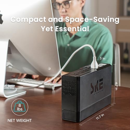 SKE VL425 425VA/240W UPS Battery Backup and Surge Protector - Uninterruptible Power Supply with AVR, 7 Outlets, USB and Type-C Charging, RJ45 Port for Computer, Router, Modem, and Home Office Devices - Image 3