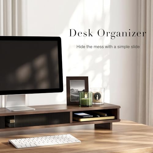 Dual Monitor Stand Riser with Storage Drawer for Desk Organization - Image 4