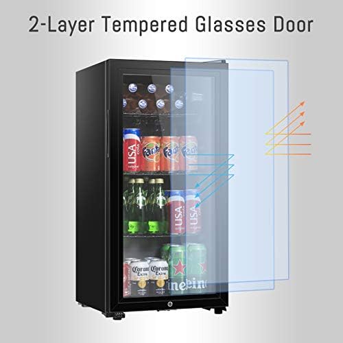 HAILANG Beverage Refrigerator, 3.2 Cu.Ft, Mini Fridge with Glass Door for Soda Beer, Freestanding Beverage Cooler for Office, Bar, Adjustable Shelving&Adjustable Foot - Image 4