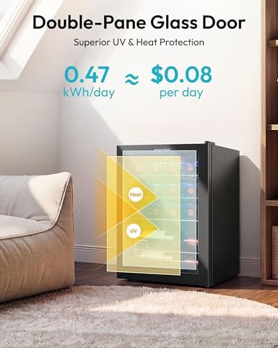 EUHOMY 16 bottle Wine Cooler Refrigerator, Wine Fridge Glass Door, Black - Image 5