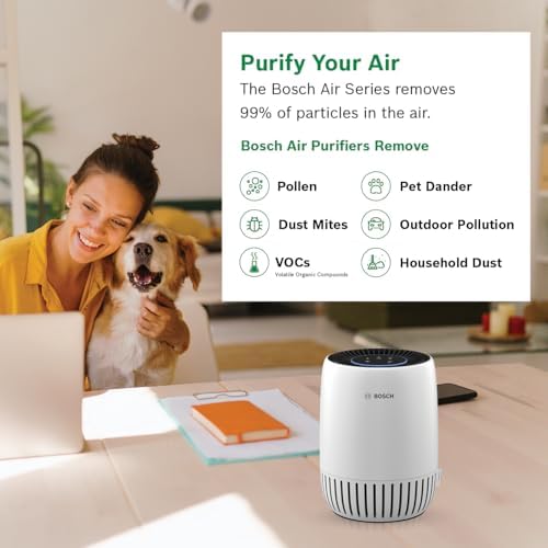 BOSCH Air Purifier for Home, Small Spaces (Covers, 500-sq ft), 2-in-1 Filter for Pollen, Smoke, Dust, Dander, Outdoor Pollution, Odors, Air 500, White - Image 3