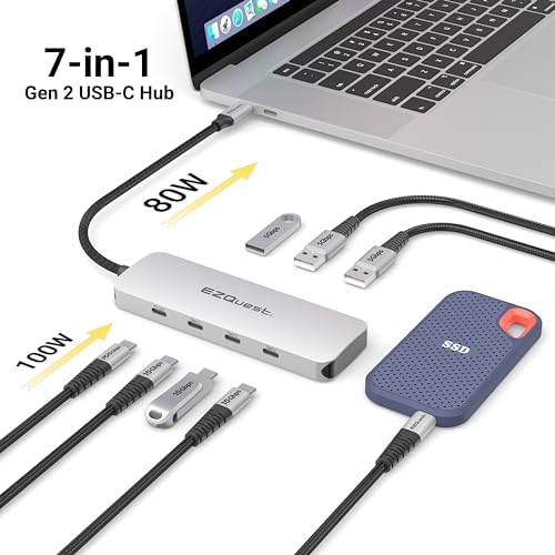 USB C Hub Docking Station 7 in 1 with 3 Gen 2 10Gbs Ports, 3 USB A 3.0 Ports, 1 USB C Power Delivery 3.0 with 5Gbs Data, Compatible with MacBook/Dell/HP/Lenovo Laptops - Image 2