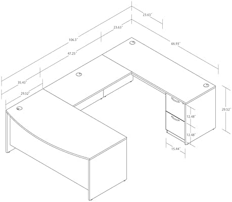 66.93'' U-Shaped Executive Office Desk with Locking File Cabinets, Commercial-Grade Workstation with Cable Management, Heavy Duty Executive Office Furniture, Lime - Image 3