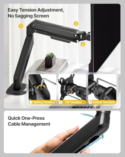 monTEK Single Monitor Arm, 17–32" Screen, Full Motion Adjustment,20 lbs - Image 6