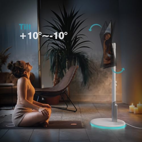 Floor Mobile TV Stand with Power Outlet, Rolling TV Cart for 27-70 Inch OLED LED Monitors, 6 Levels of Height Adjustment, Ambient Lighting on The Bottom Wheels Holds up to 88lbs, 400x400mm - Image 4