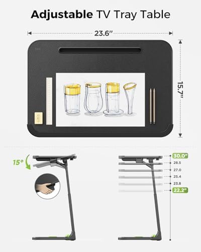 SAIJI Easy Folding TV Tray Table Adjustable TV Dinner Tray - Image 2