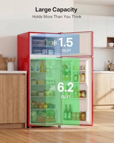 Upstreman 7.7 Cu Ft Refrigerator with Freezer Double Door Fridge - Image 3