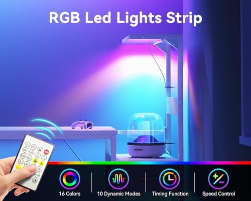 Casaottima 48'' Gaming Desk with LED Lights & CPU Stand, White - Image 5