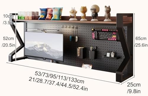 JHDXL Desk Shelf Organizer with Pegboard & Storage Accessories, Space-Saving Desk Storage Shelf, Desktop Shelf Organizer Display Rack, for Dorm, Office(White 1,65 * 133cm/26.6 * 52.4in) - Image 2