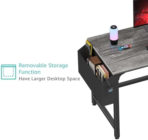 Lufeiya Computer Desk with File Drawers Cabinet, 47 Inch Home Office Desks with Filing Cabinet for Small Space, Gaming Study Writing Table PC Desks, Gray - Image 7