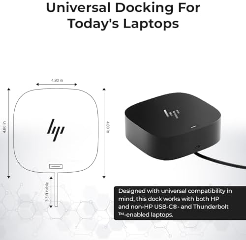 HP Docking Station for Laptop Dual Monitor and Charging Bundle - USB-C G5 Dock 5YH27AV#ABA with 120W Adapter + HDMI Cable + DisplayPort Cable + USB-C Cable + Microfiber Cloth (Renewed) - Image 6