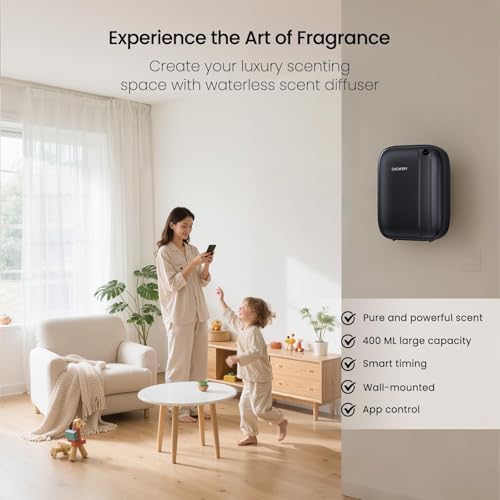 Waterless Essential Oil Diffuser,(2 * 50ml Fragrances Included) 3000 Sq.Ft Coverage 400ml Capacity Hotel Scent Diffuser,Cold Air Tech, App & Button Control,Scent Diffusers for Home Large Room (Black) - Image 4