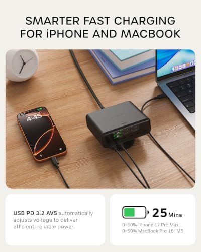 Satechi ChargeView 240W GaN Charger, On-Demand LCD Display, Space Black - Image 5