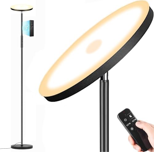 marctronic Upgraded Torchiere Floor Lamp,36W 3600LM Super Bright LED Floor Lamp for Living Room Bedroom Office, Dimmable Modern Standing Tall Lamp with Remote & Touch Control by Marctronic