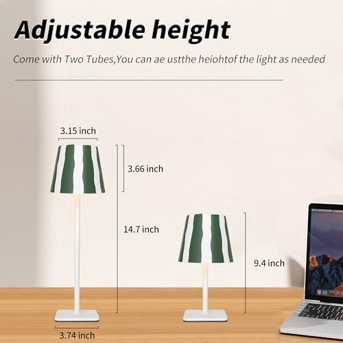 Mr. White Outdoor Waterproof Cordless Wireless Rechargeable Portable Top Touch Battery Operated Powered LED Table Lamp Desk Lamp Lights for Restaurant Kitchen Patio Dinner Dining (Green) - Image 4